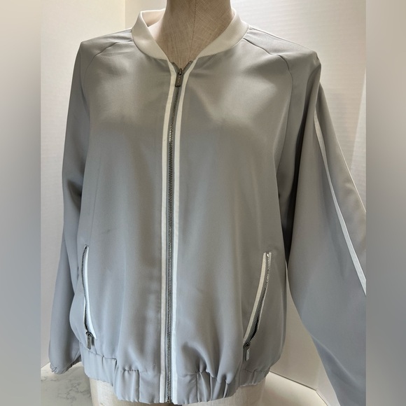 Women's Gray Bomber Jacket - Picture 2 of 13